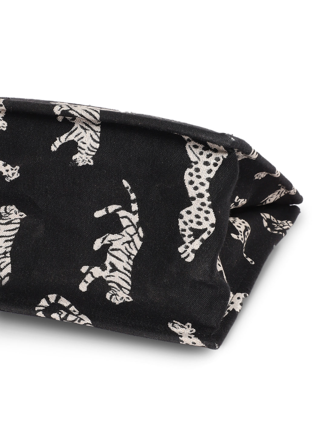 Black Jacquard Tiger Patterned Handbag