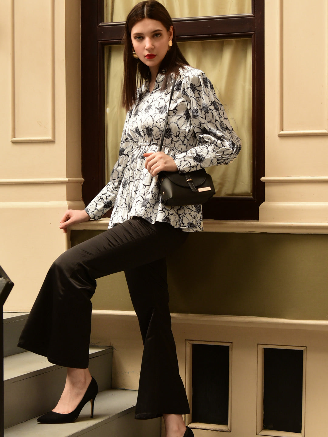 Bell Bottom Trouser With Flower Printed Top Co-Ord Set