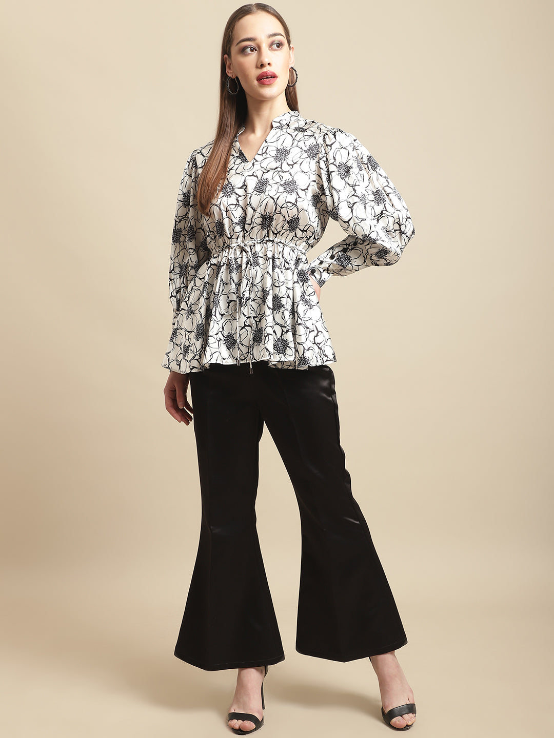 Bell Bottom Trouser With Flower Printed Top Co-Ord Set