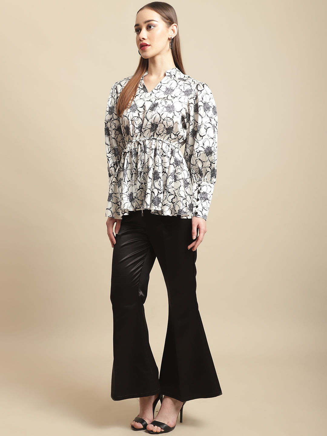 Bell Bottom Trouser With Flower Printed Top Co-Ord Set