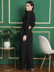 Black 3Pc Suit Comes With Sequence Jacket