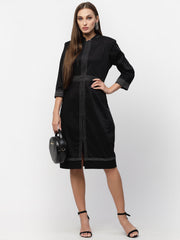 Black Cotton Satin Dress