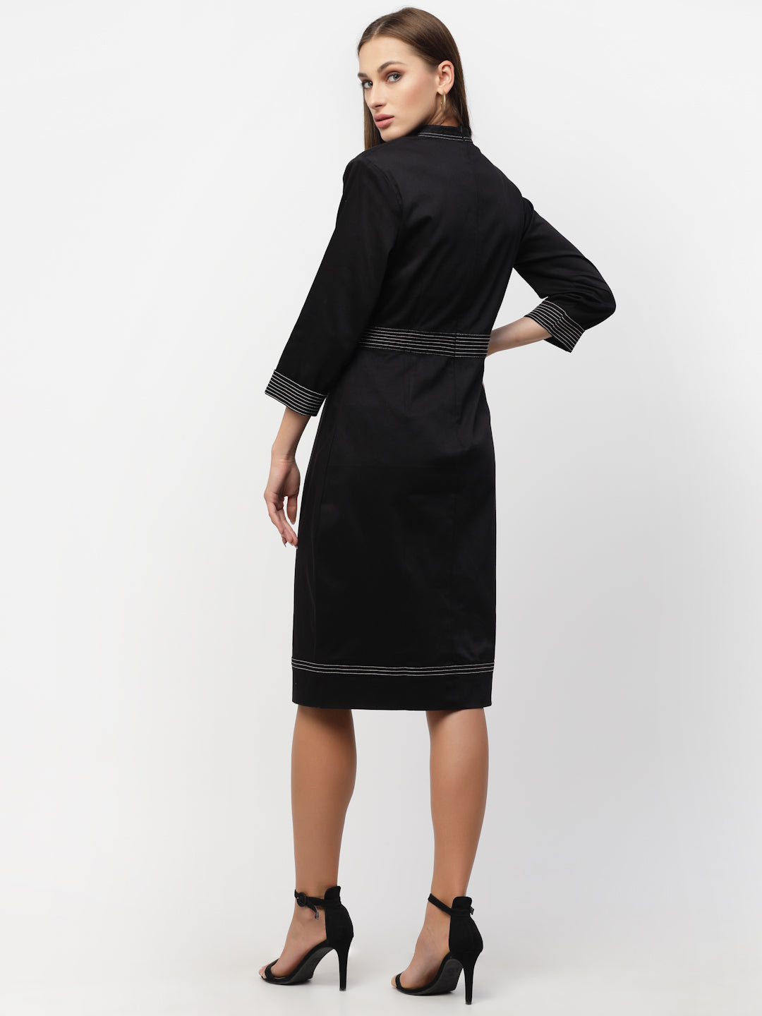 Black Cotton Satin Dress