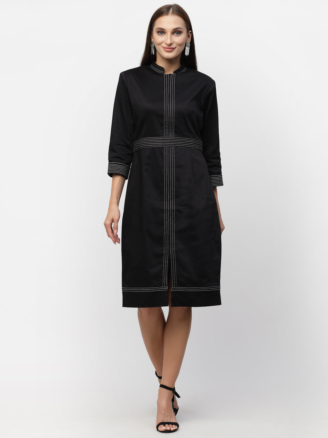 Black Cotton Satin Dress