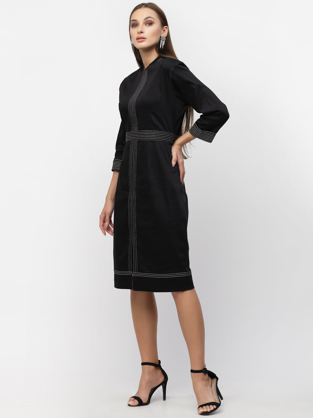 Black Cotton Satin Dress