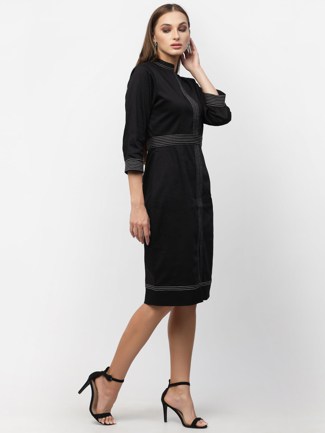 Black Cotton Satin Dress
