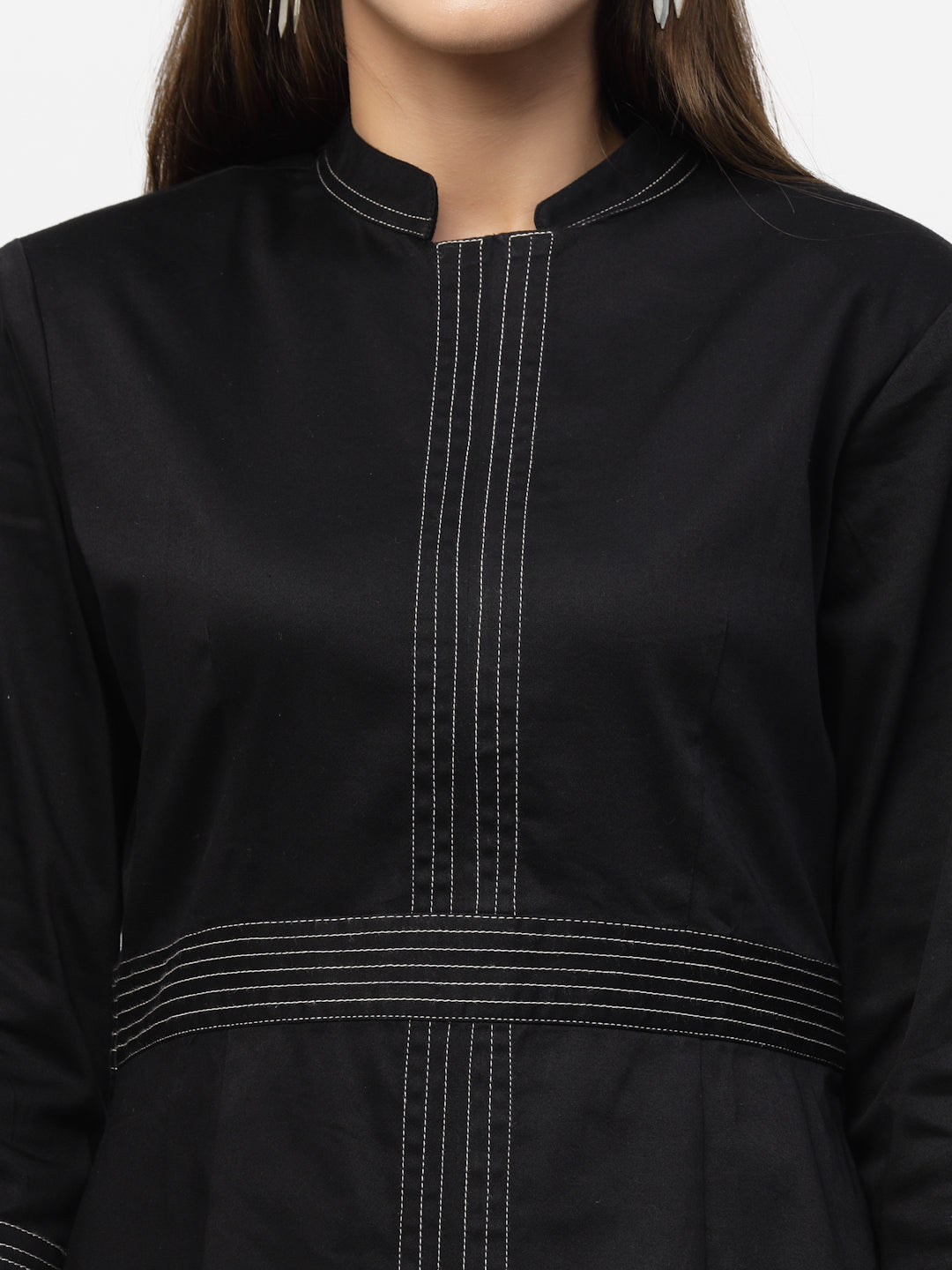 Black Cotton Satin Dress