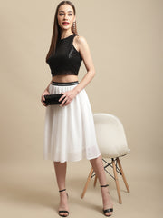 Black Crop Top With Mesh Skirt Co-Ord Set