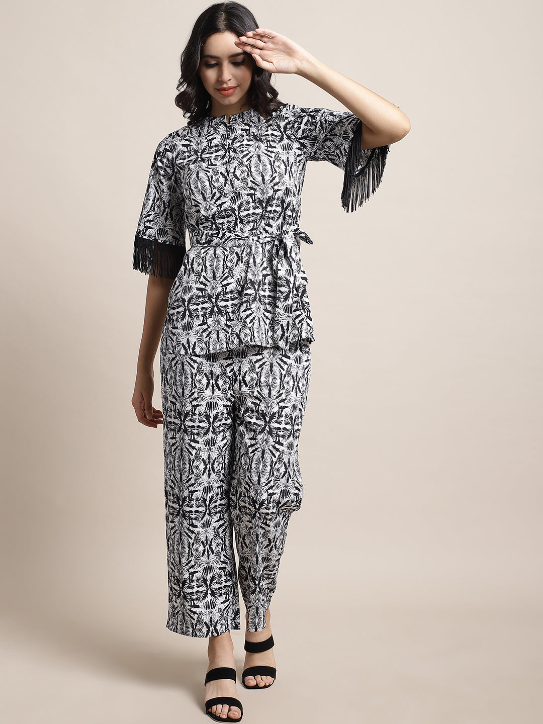 Black Fringed Lace Co-Ord