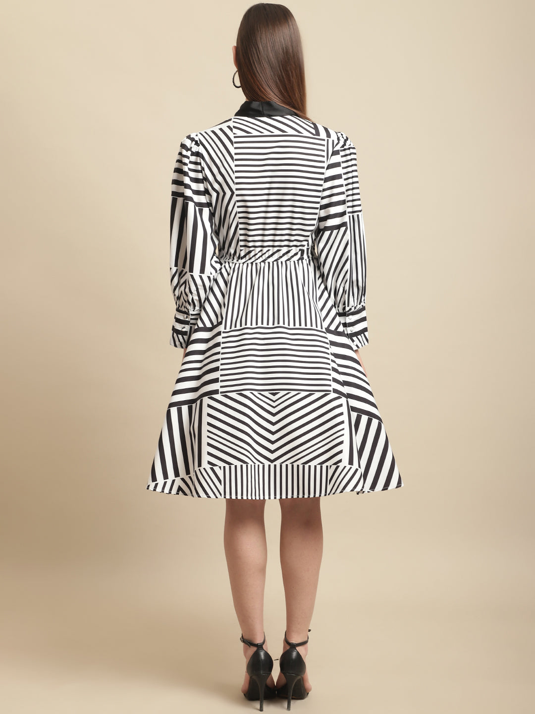 Black & White With Satin Tie Dress
