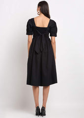 Ruched Waisted Black Dress