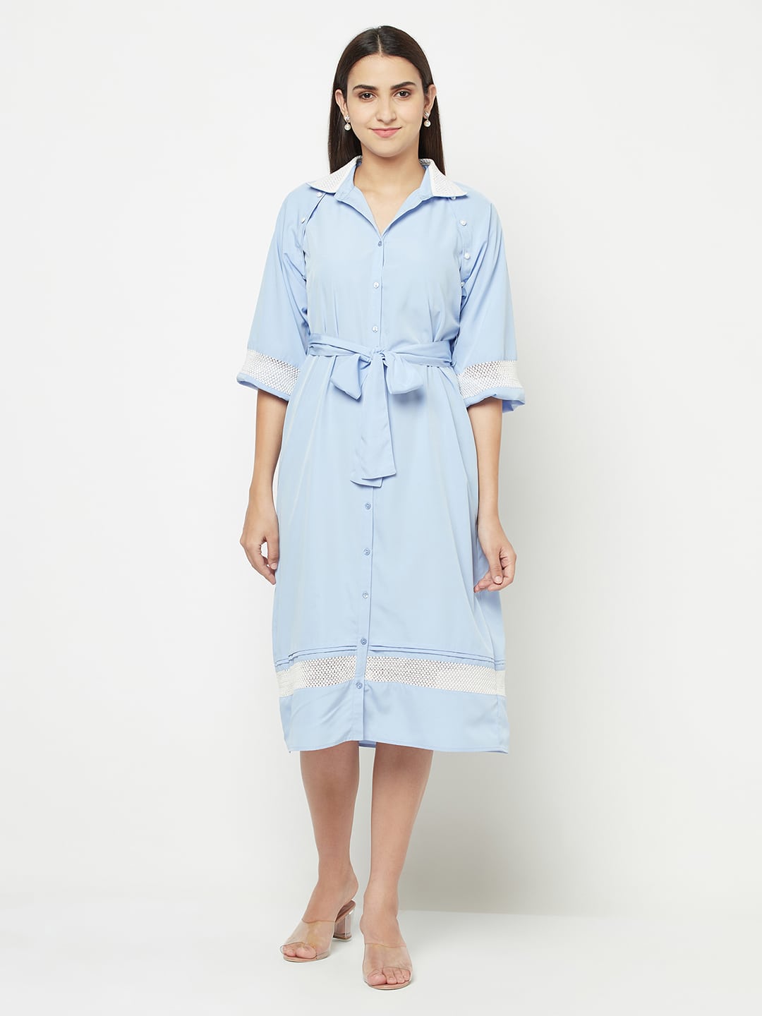 Detachable Sleeves Lace Dress