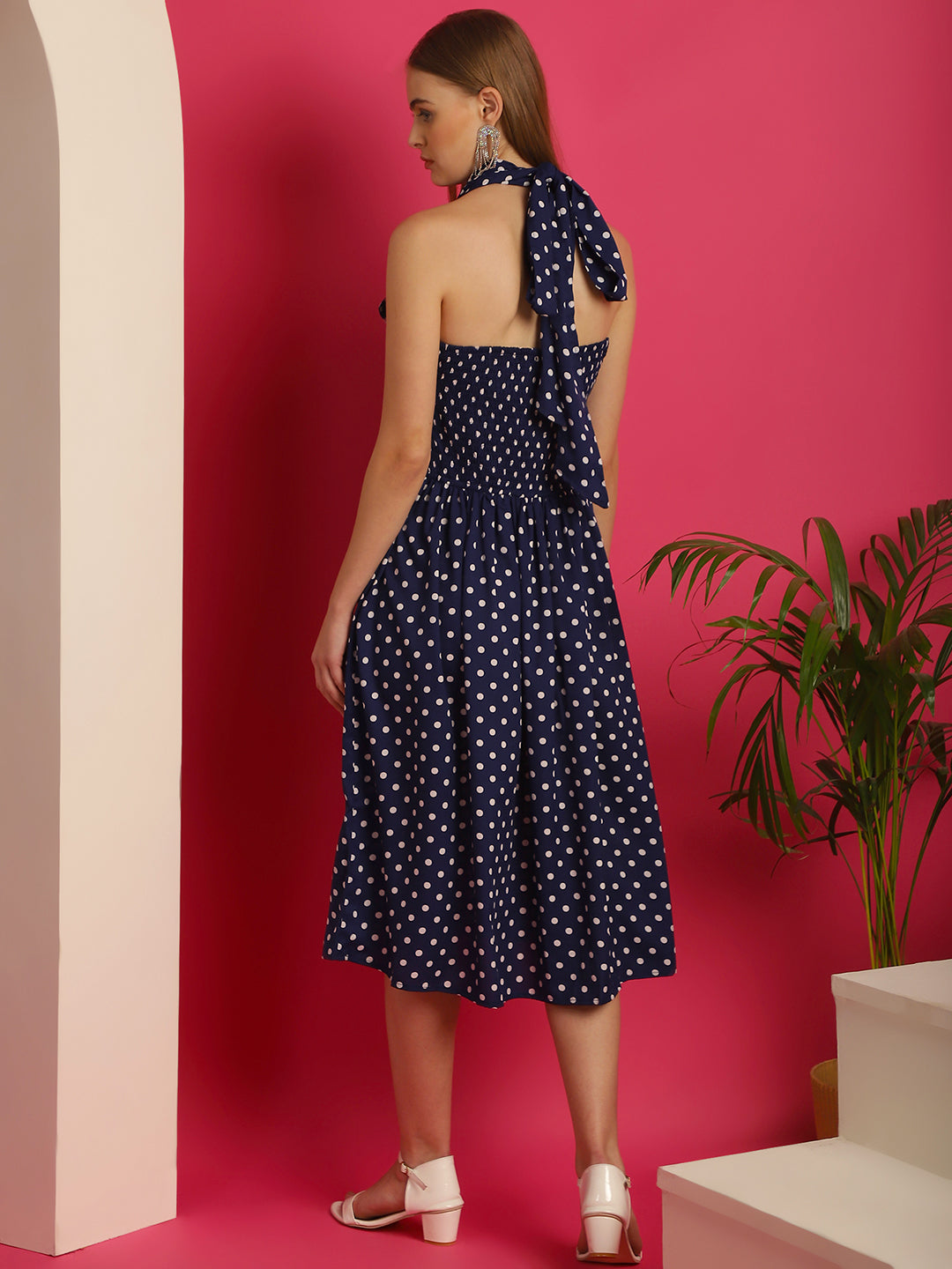 Blue Polka Printed Dress