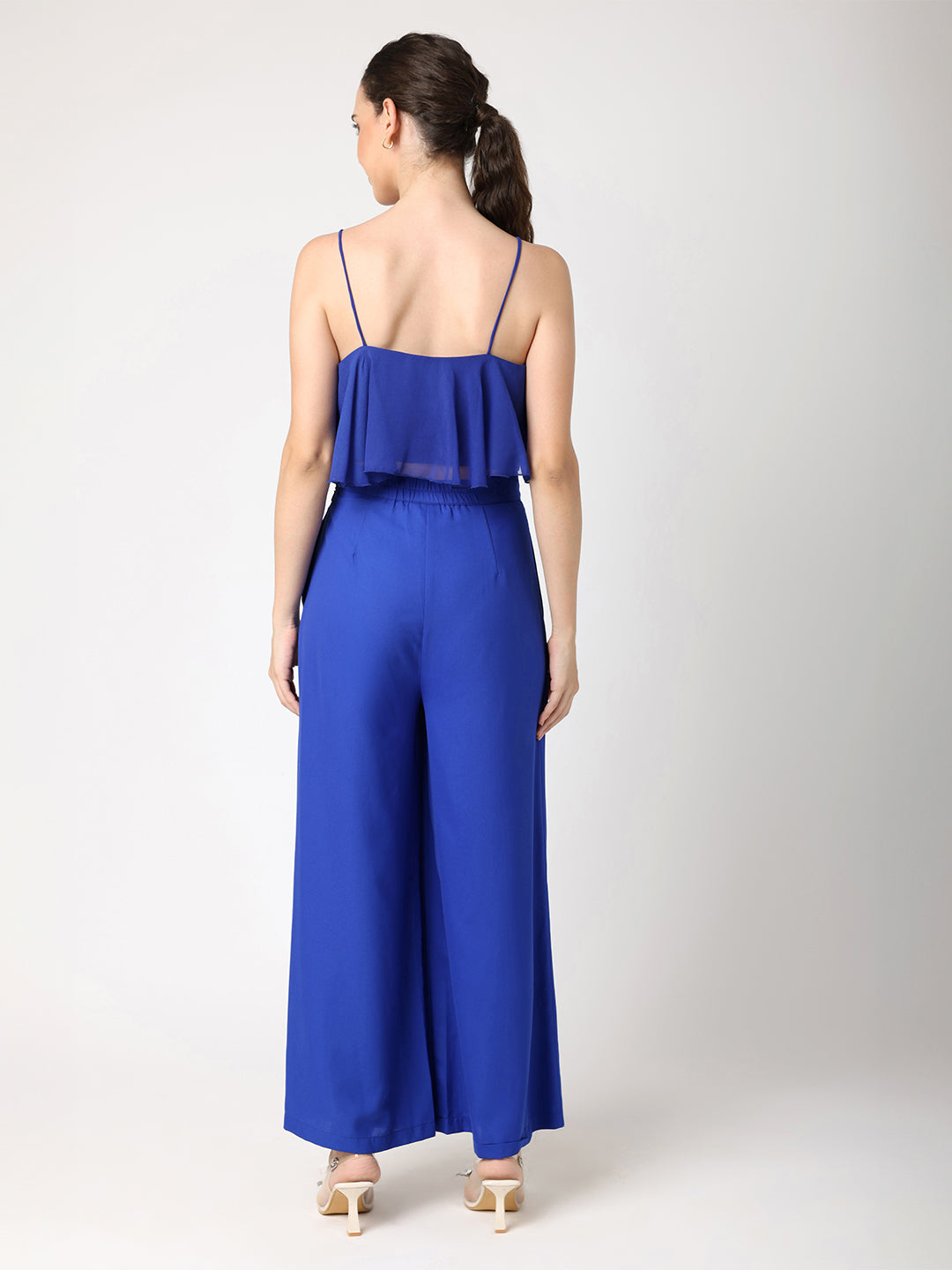 Blue Ruffled Top With Trousers