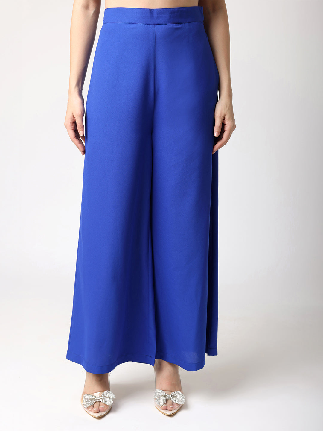 Blue Ruffled Top With Trousers