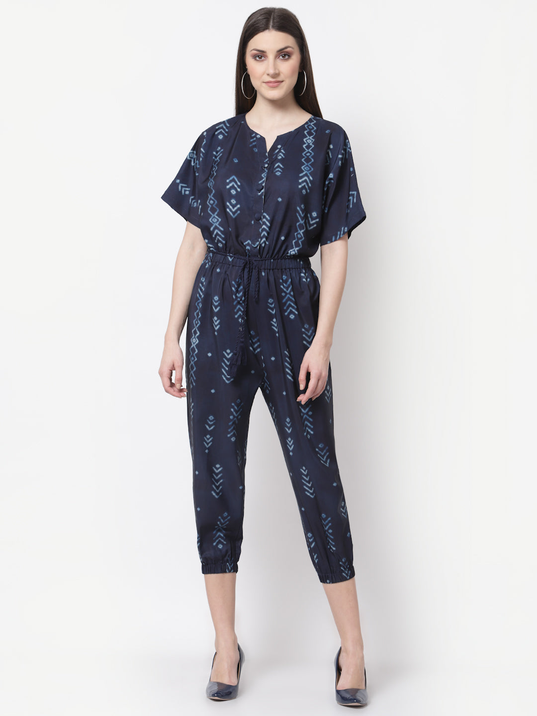 Blue Shibori Print Jumpsuit