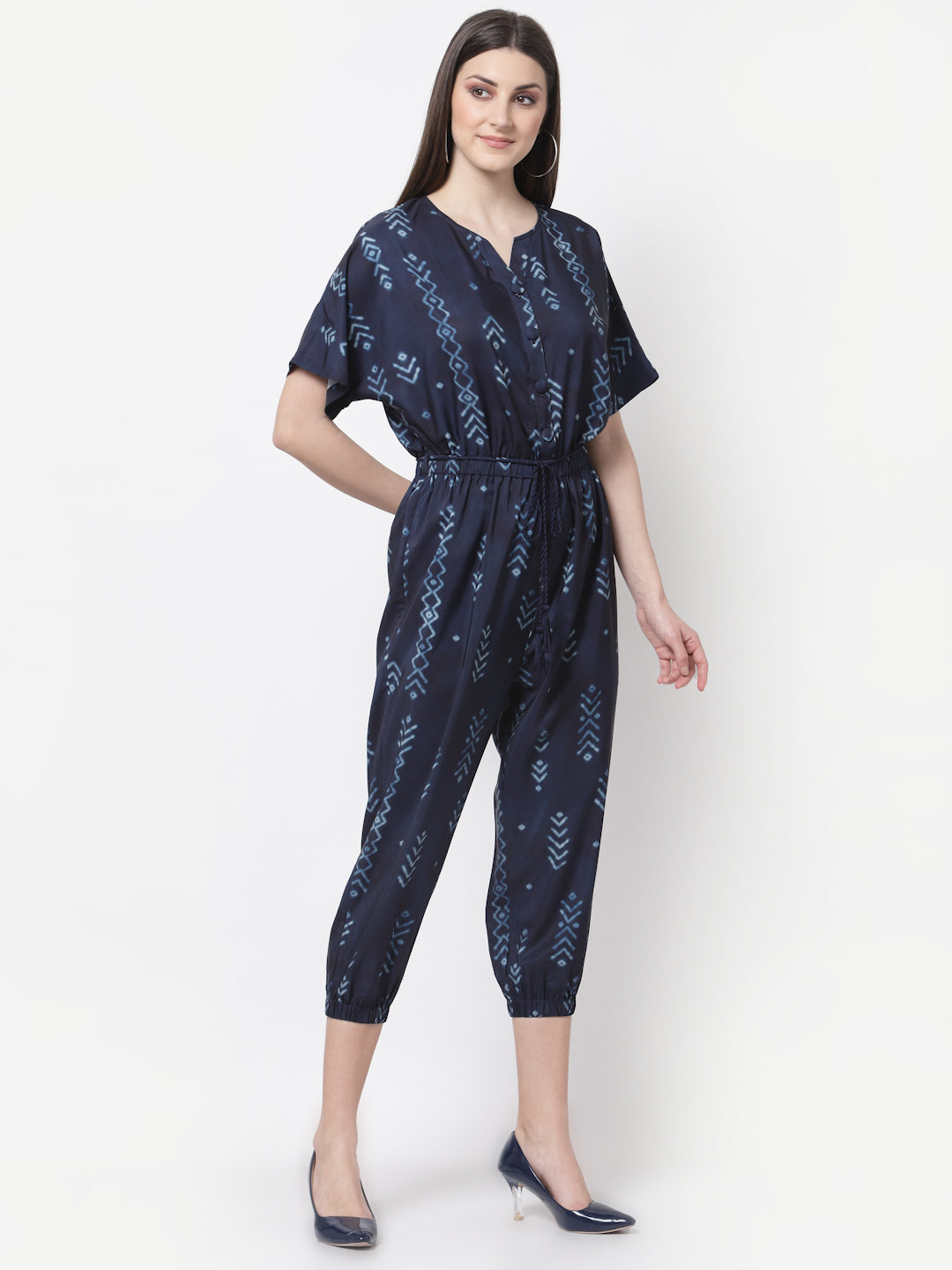 Blue Shibori Print Jumpsuit