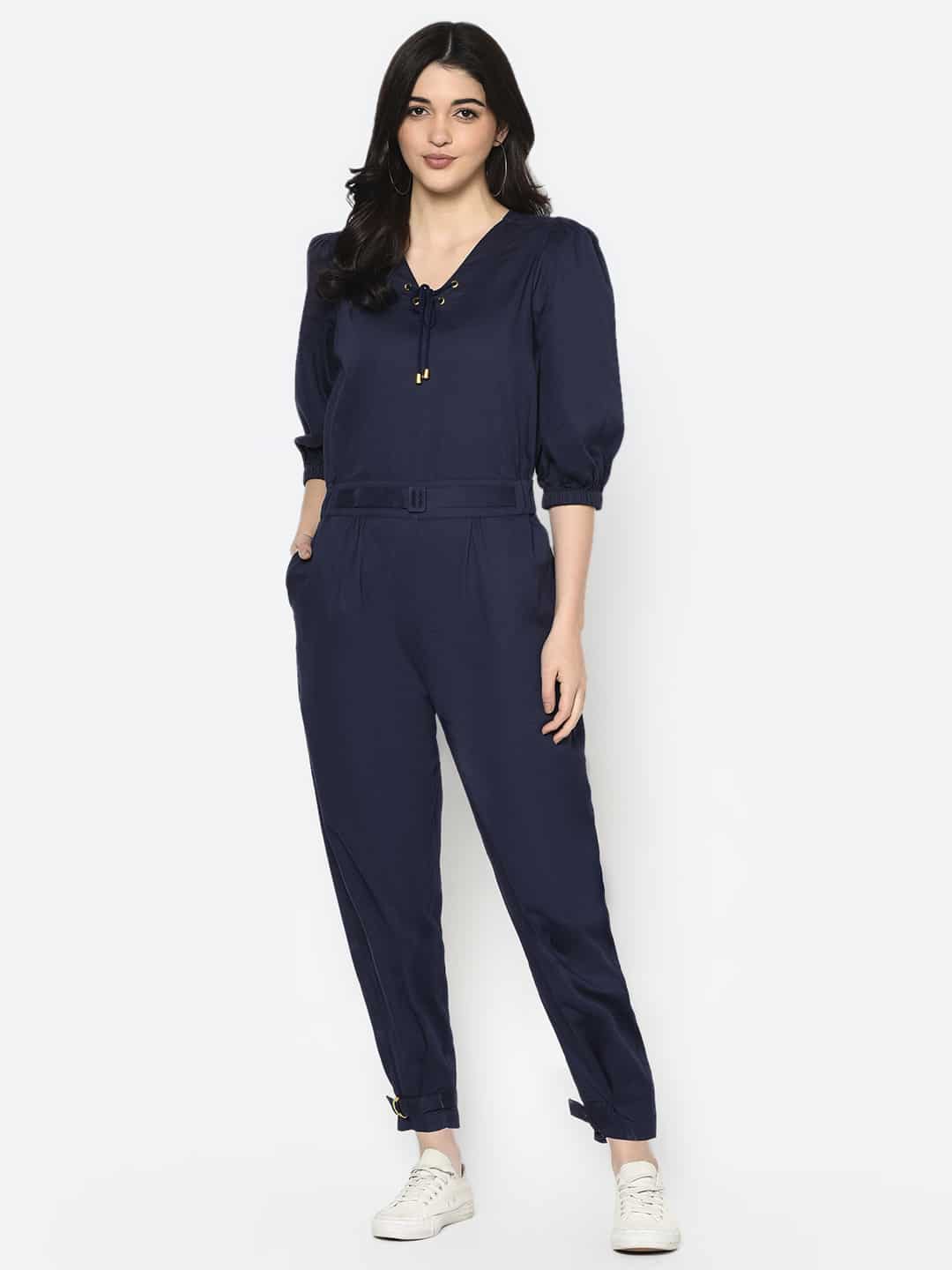 Blue Belted Jumpsuit