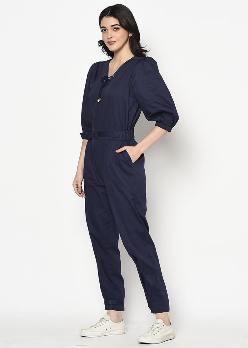 Blue Belted Jumpsuit