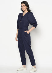Blue Belted Jumpsuit