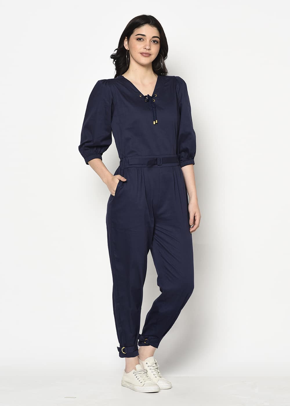 Blue Belted Jumpsuit