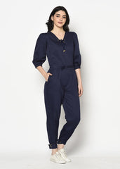 Blue Belted Jumpsuit