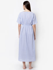 Blue & White Striped Night Gown