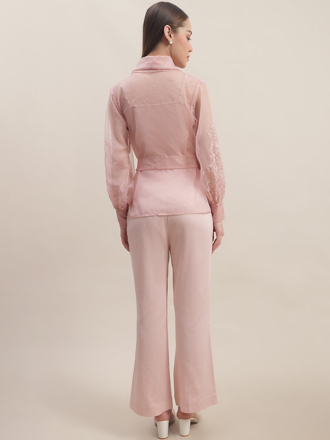 Blush Pink Embroidered Three Piece Co-Ord Set