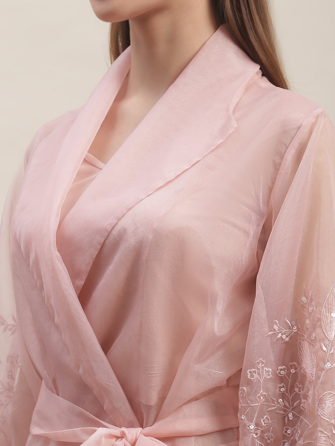 Blush Pink Embroidered Three Piece Co-Ord Set