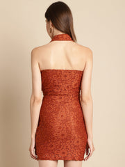 Brown Lace Fabric Dress