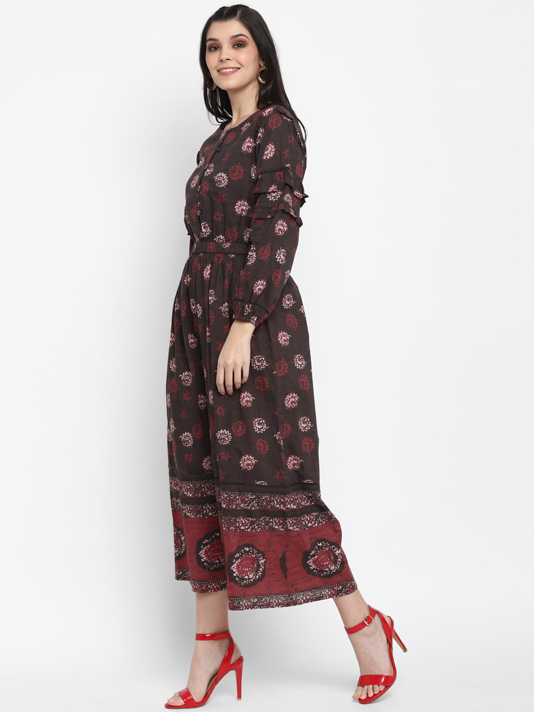 Batik Print Flare Jumpsuit