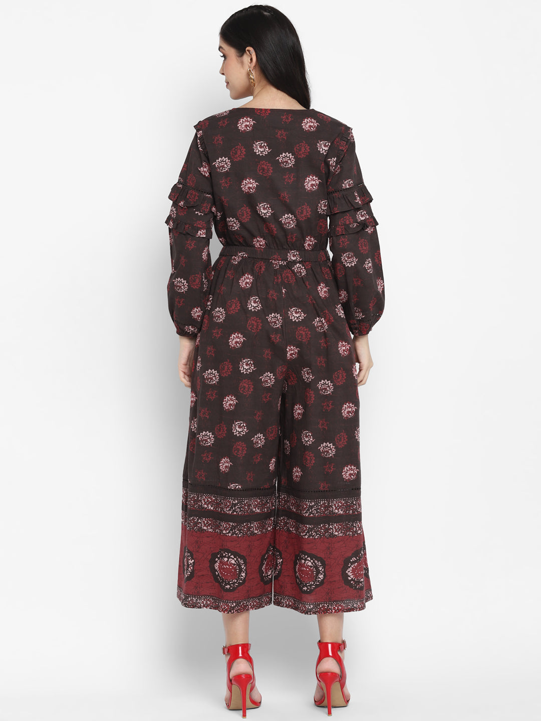 Batik Print Flare Jumpsuit
