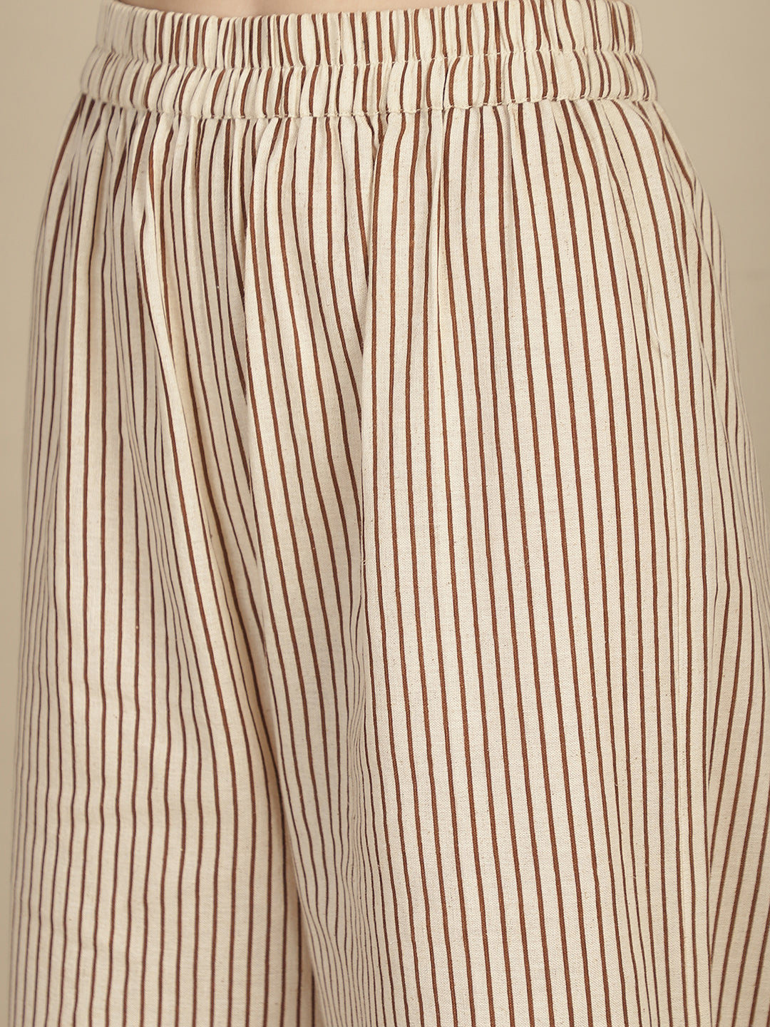Brown & Beige Striper Shacket & Trouser