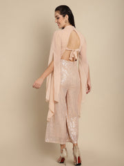 Cape Sleeves Sequinned Jumpsuit