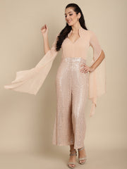 Cape Sleeves Sequinned Jumpsuit