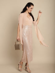 Cape Sleeves Sequinned Jumpsuit