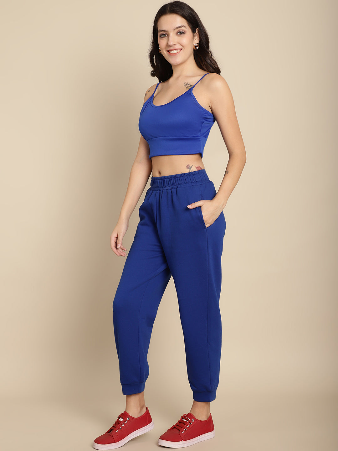Cropped Sweatshirt With Cami and Jogger