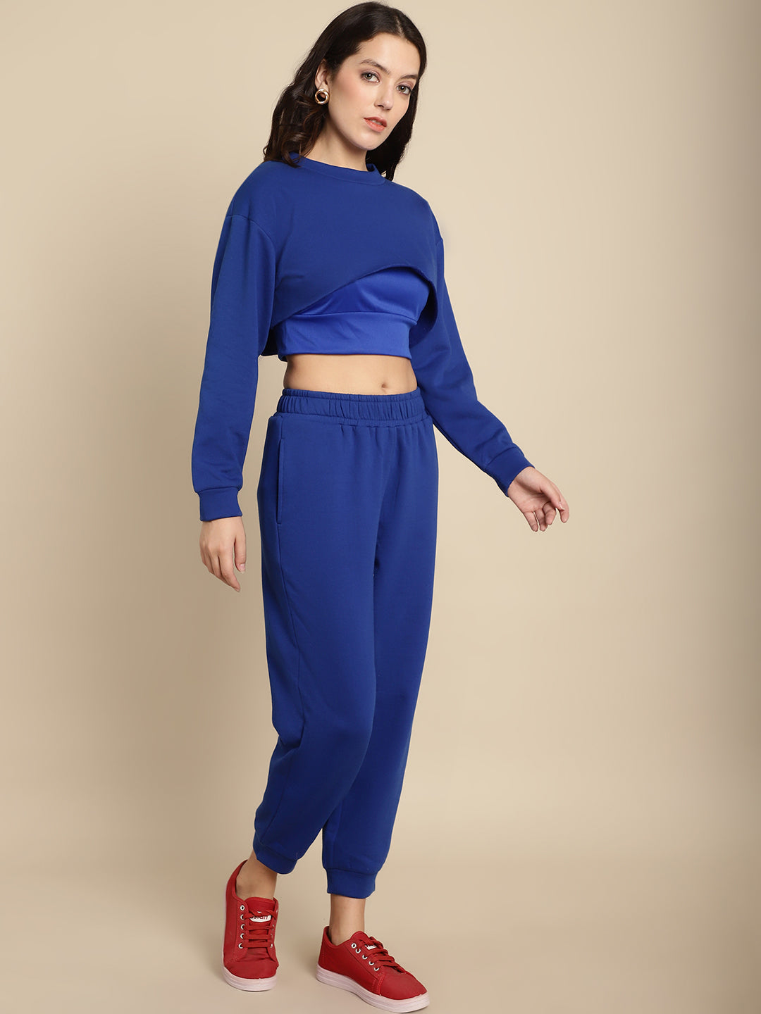 Cropped Sweatshirt With Cami and Jogger