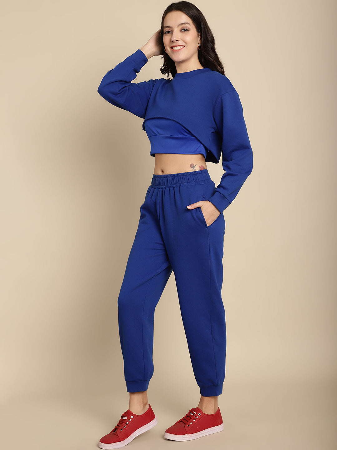 Cropped Sweatshirt With Cami and Jogger