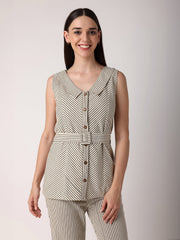 Chevron Collar Top Co-Ordinated With Trousers