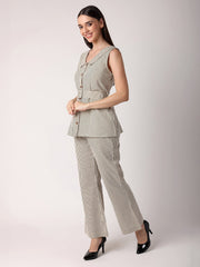 Chevron Collar Top Co-Ordinated With Trousers