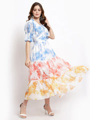 Chiffon Colour Blocking Layered Dress