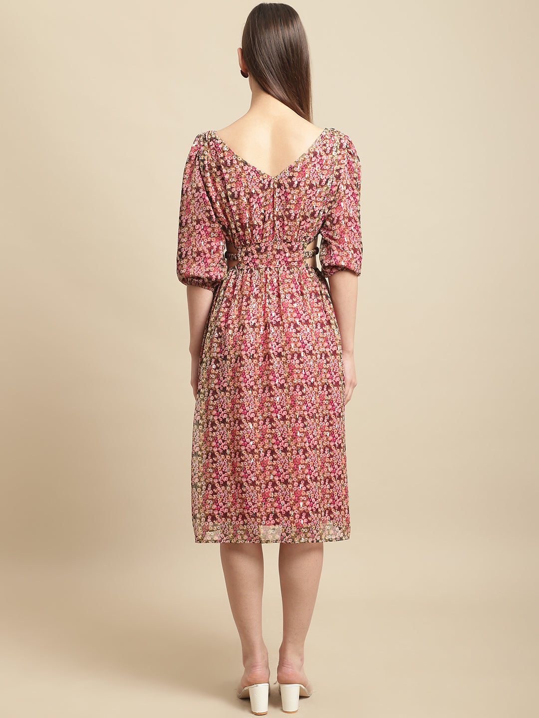 Cut-Out Floral Printed Dress