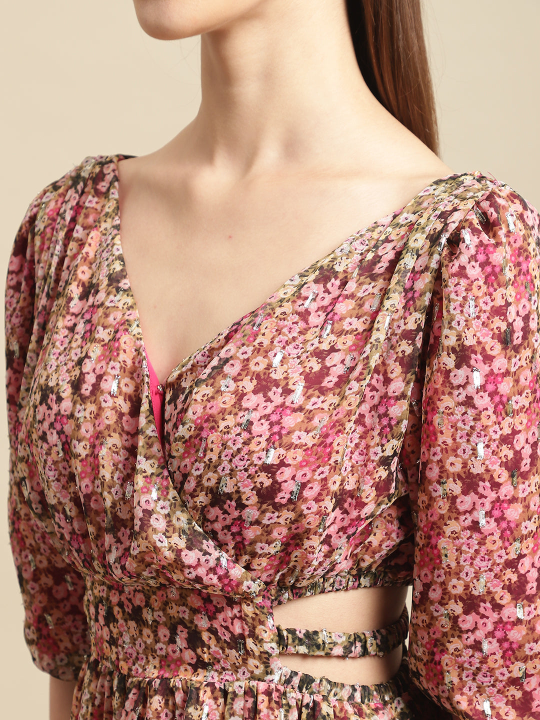 Cut-Out Floral Printed Dress