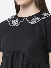 Detachable Collar Black Top