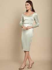 Fitted dress with rhinestone belt