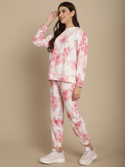Floral Printed Embellished Sweatshirt Jogger Set