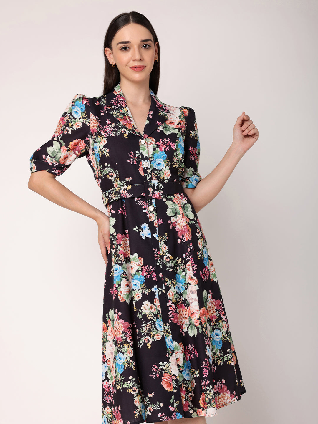 Floral Printed Shirt Dress