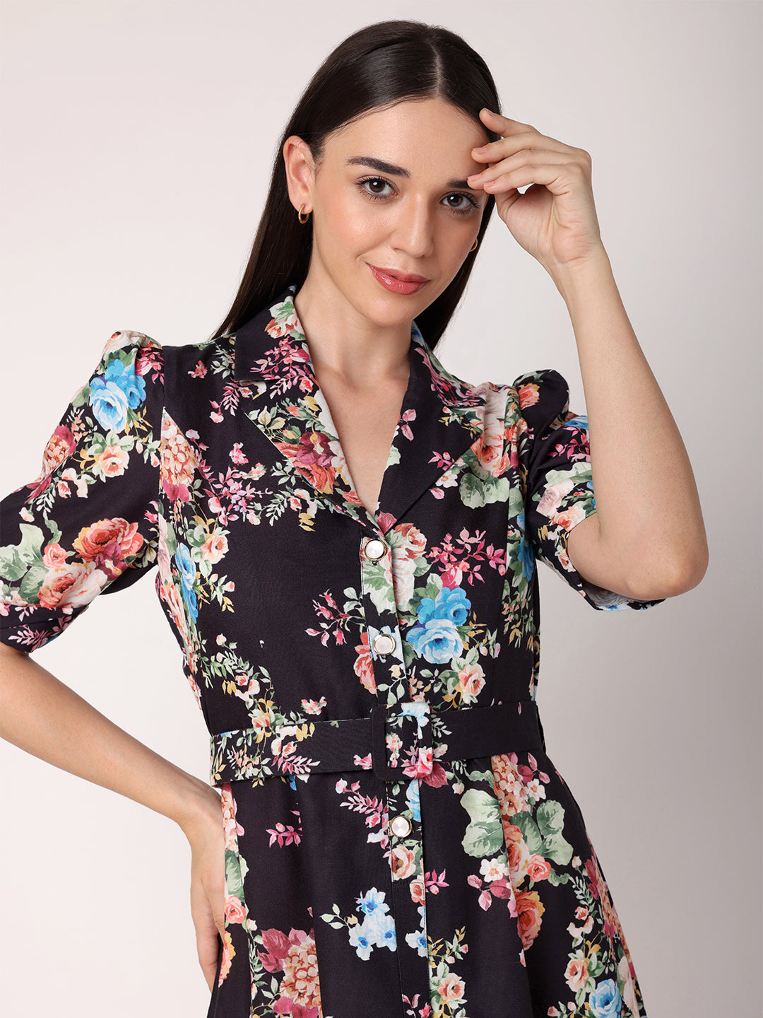 Floral Printed Shirt Dress