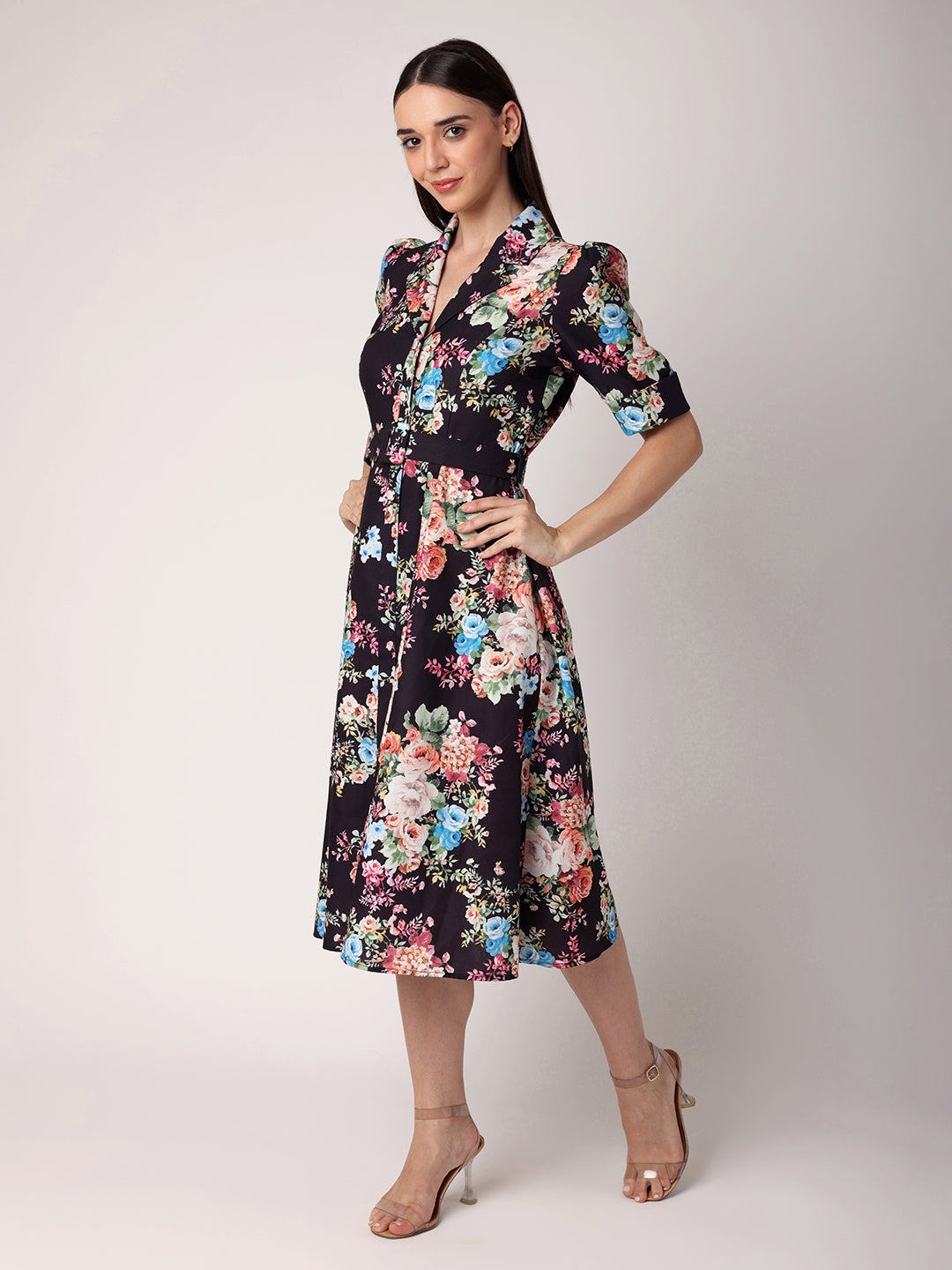 Floral Printed Shirt Dress
